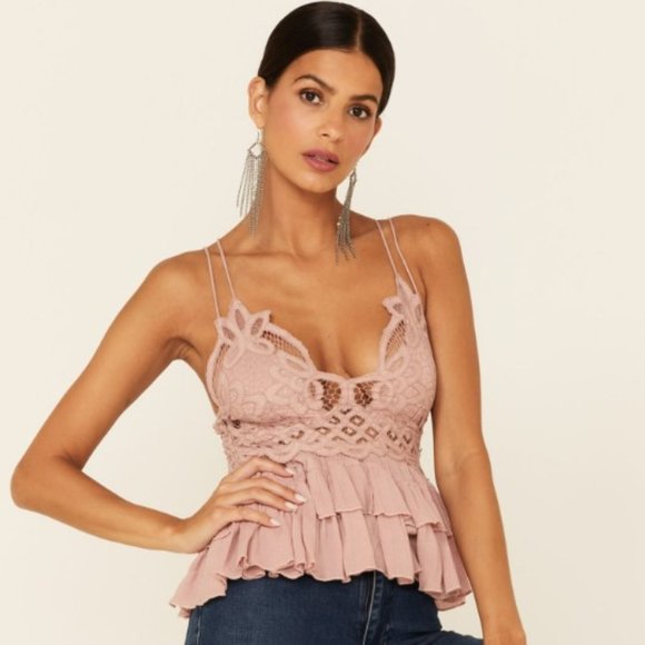 Free People Tops - Free People Adella Asymmetrical Lace Boho Cami Size Large